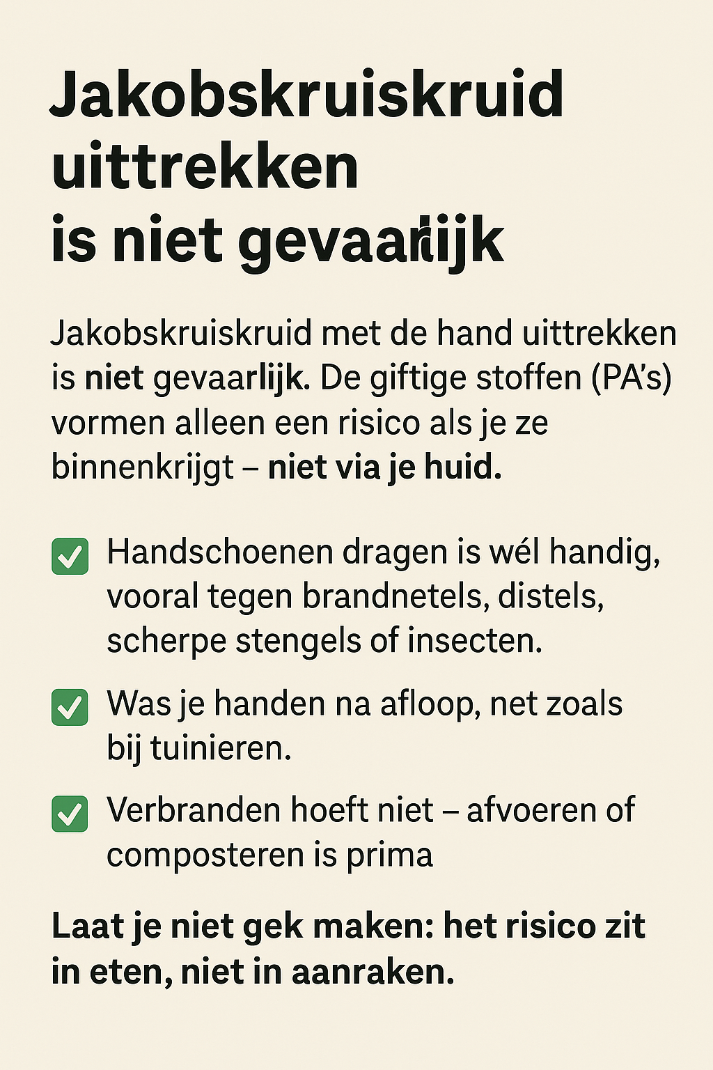Jakobskruiskruid-vergiftiging door huidopname, feit of fabel?